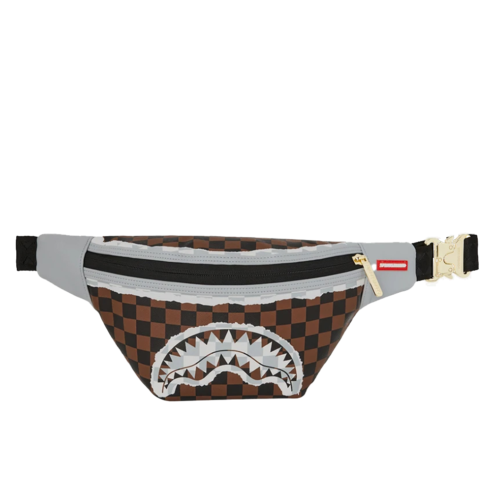 SPRAYGROUND Cream And Brown Tear Check Savvy Crossbody Unisex Τσαντάκι Μέσης - Multi